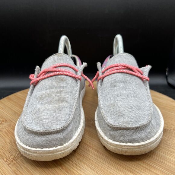 Hey Dude Wendy Youth Size 2 Funk Grey & Pink Slip On Sneaker Shoes Girls - Picture 2 of 8